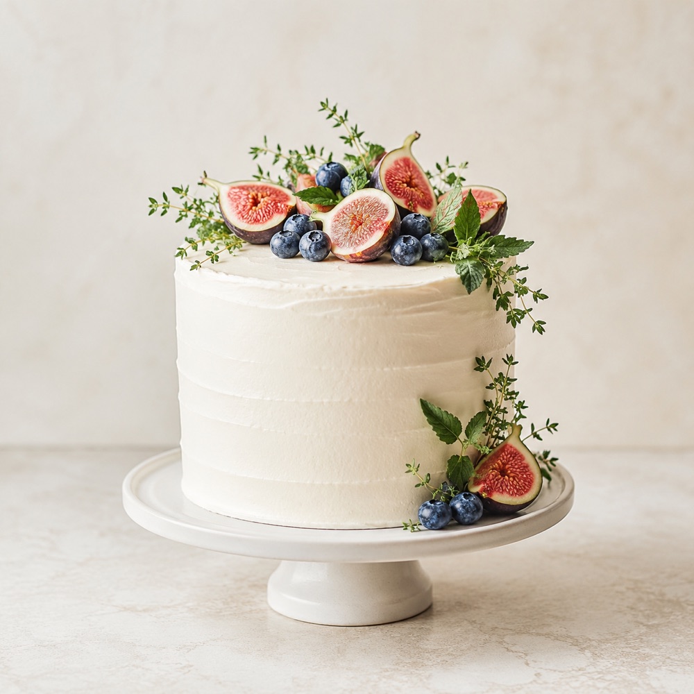 Torte mit Feigen und Heidelbeeren